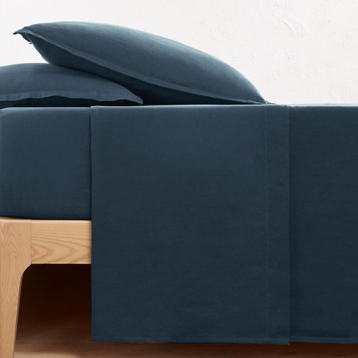 Drap Plat Percale 180 Fils - Polycoton Double 228x259 Cm - Bleu Sorbet - Infroissable Et Doux