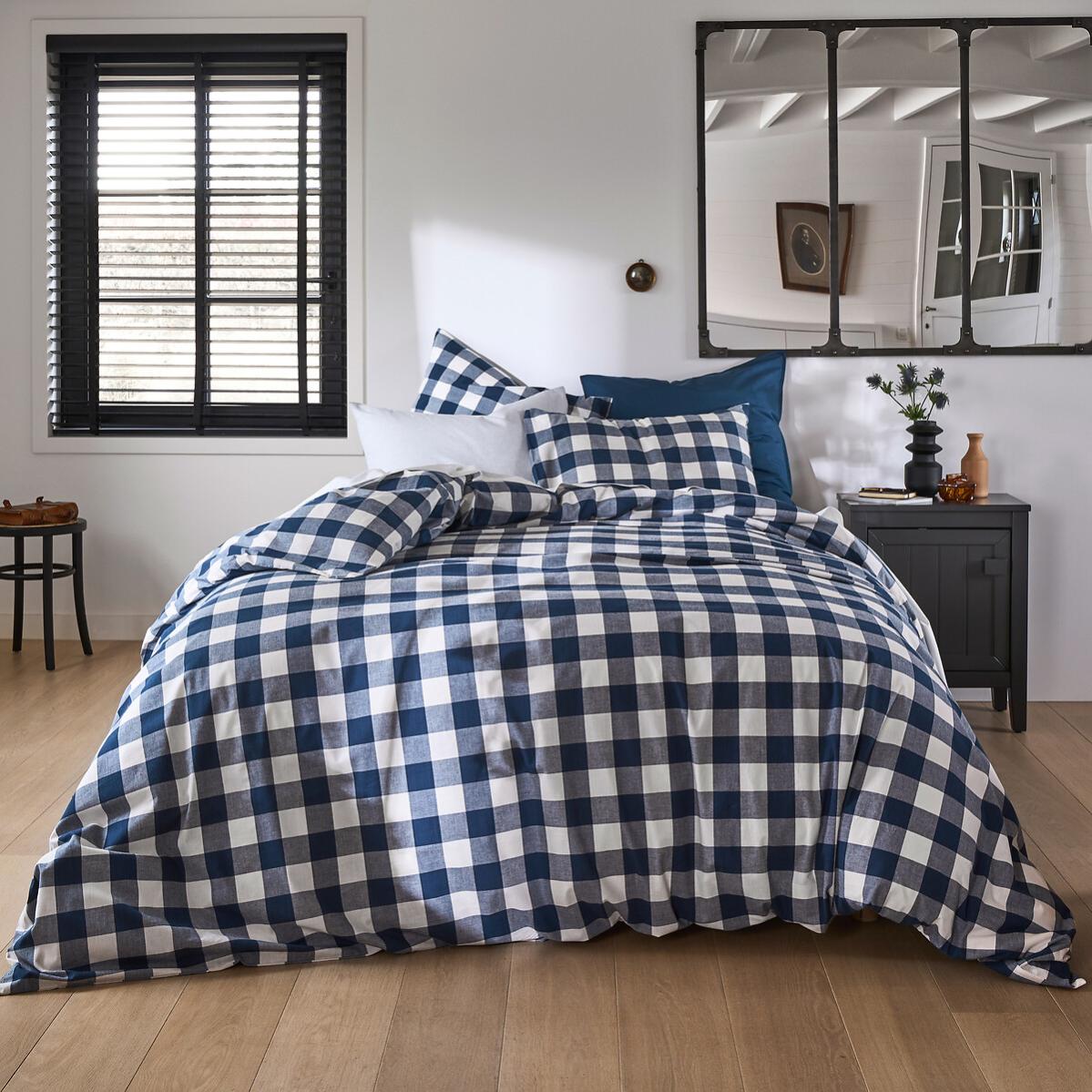 Housse de couette coton, Aveiro - Vichy bleu - 240 x 220 cm | Leroy Merlin
