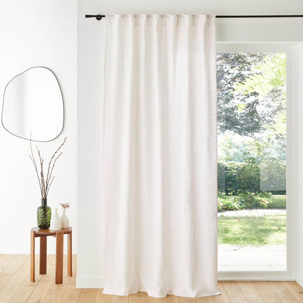 Rideau En Lin Lavé écru La Redoute Intérieurs 260x135 Cm - Neuf Avec Pattes Cachées