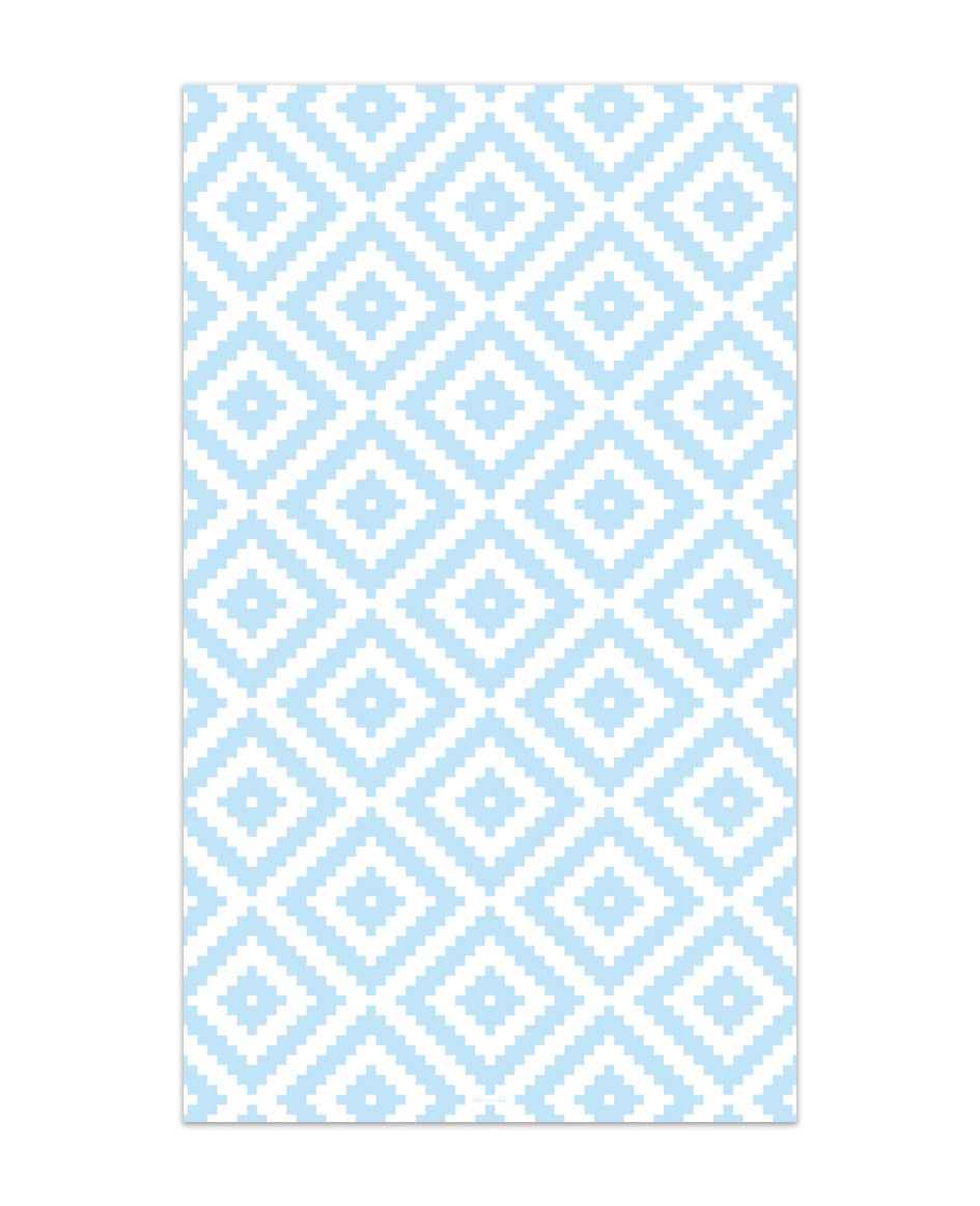 Alfombra de vinilo geométrica 07 azul 65x110 cm pvc cocina salón comedor