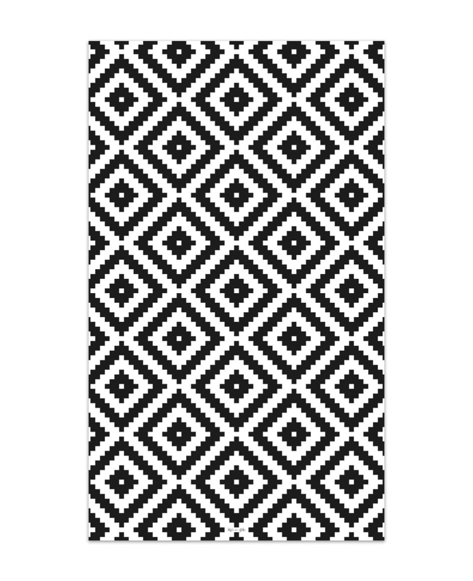 Alfombra de vinilo geométrica 07 negro 65x80 cm pvc cocina salón comedor