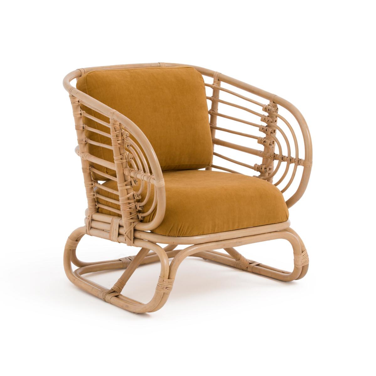 Fauteuil Transat Rotin Thaï Avec Repose-pieds – Artisanat Canné Vernis – Occasion
