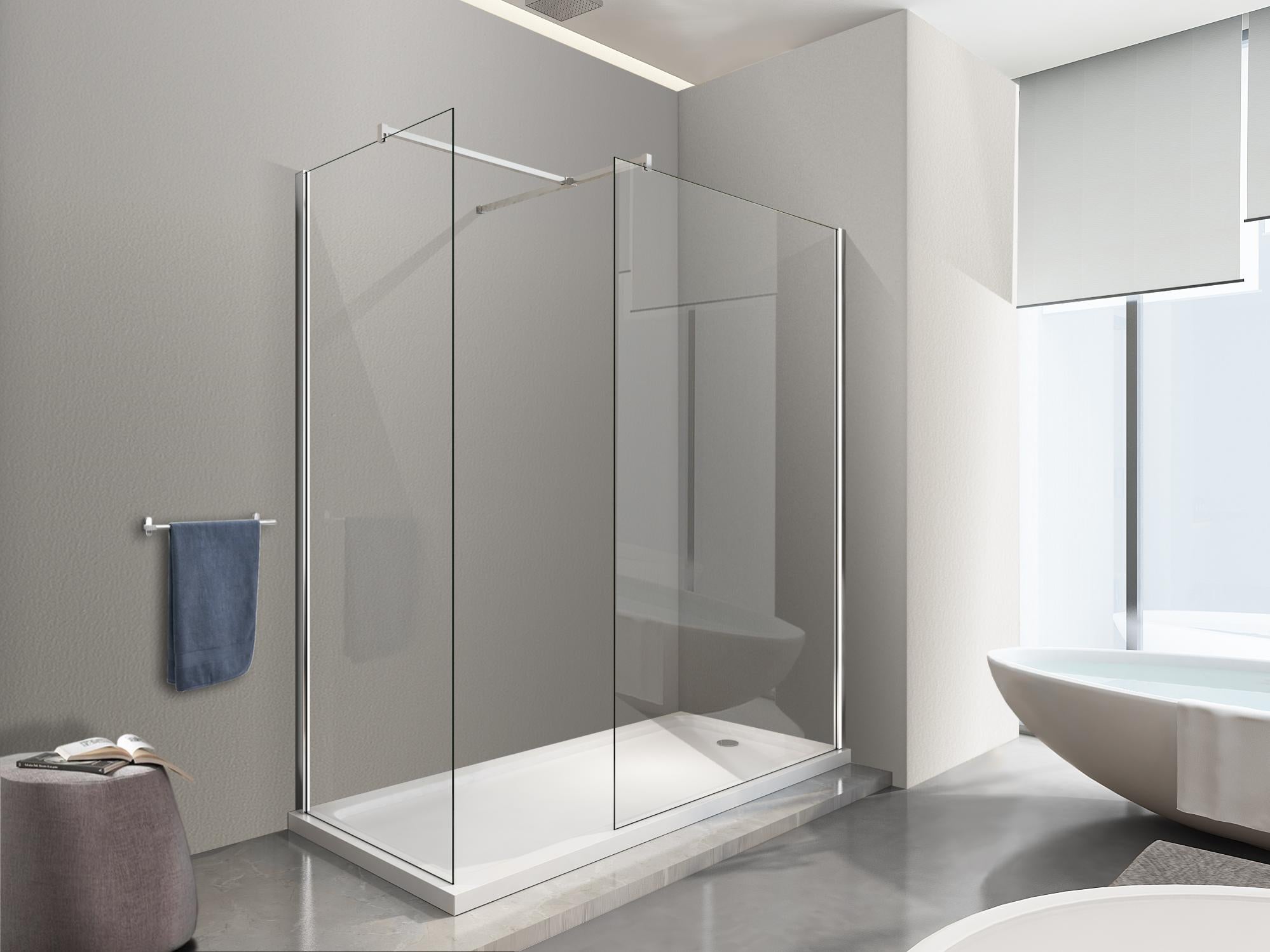 Box Doccia Walk-In Mai & Mai - Vetro 8mm Trasparente, 50x200 Cm, Rivestimento Nano | Con Barra Regolabile - Foto 6