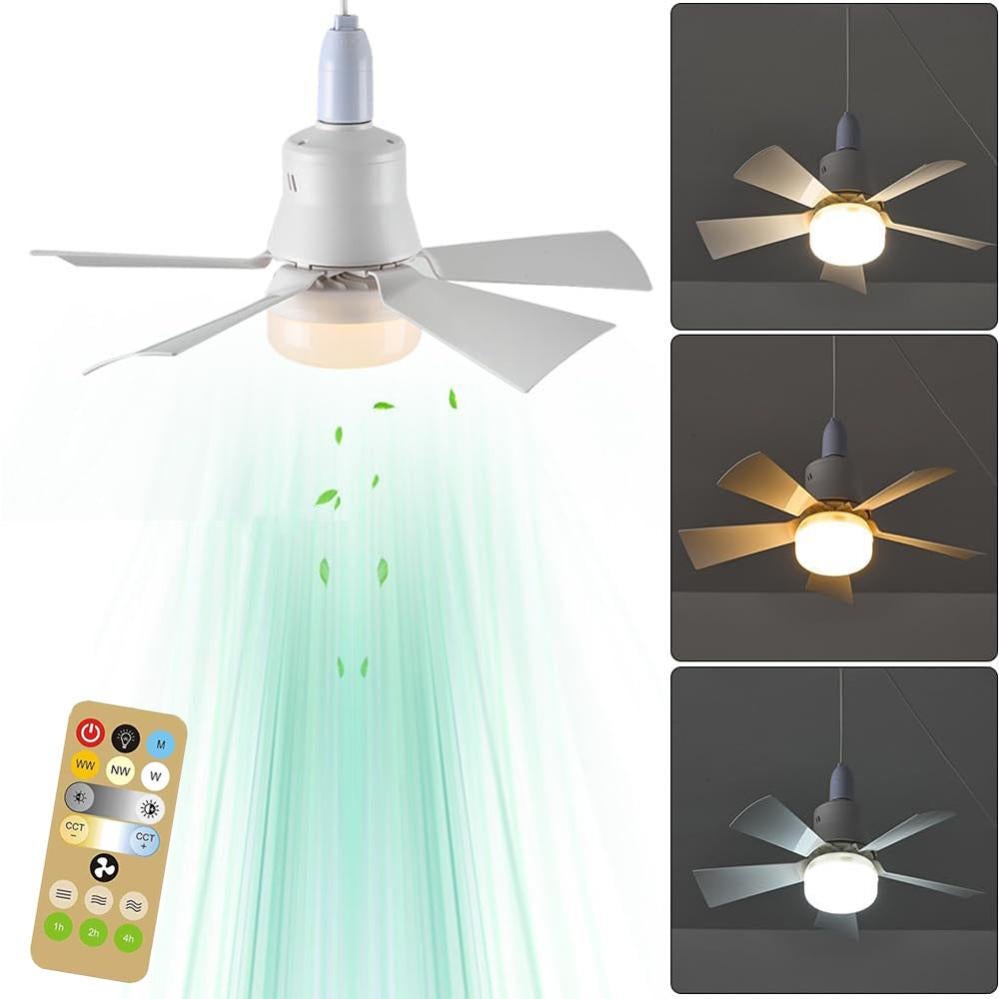 Ventilatore lampada E27 LED bianca con telecomando, 3