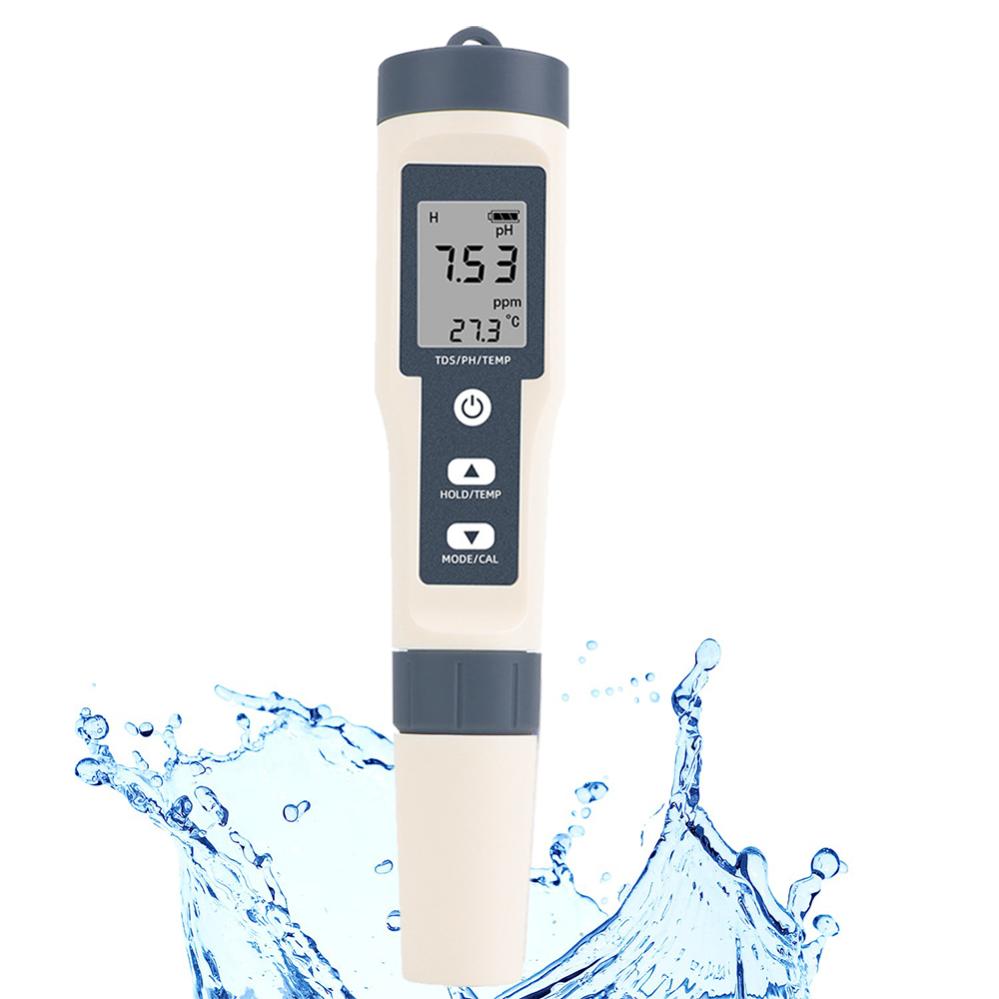Kit Durezza Acqua Misuratore Di Idrogeno Digitale, Misuratore Di Qualità Dell'acqua Del Misuratore H2 A Penna Ad Alta Precisione Con ATC, Misuratore Di Temperatura Del Sale PPM LCD PH TDS Per Acqua - 13