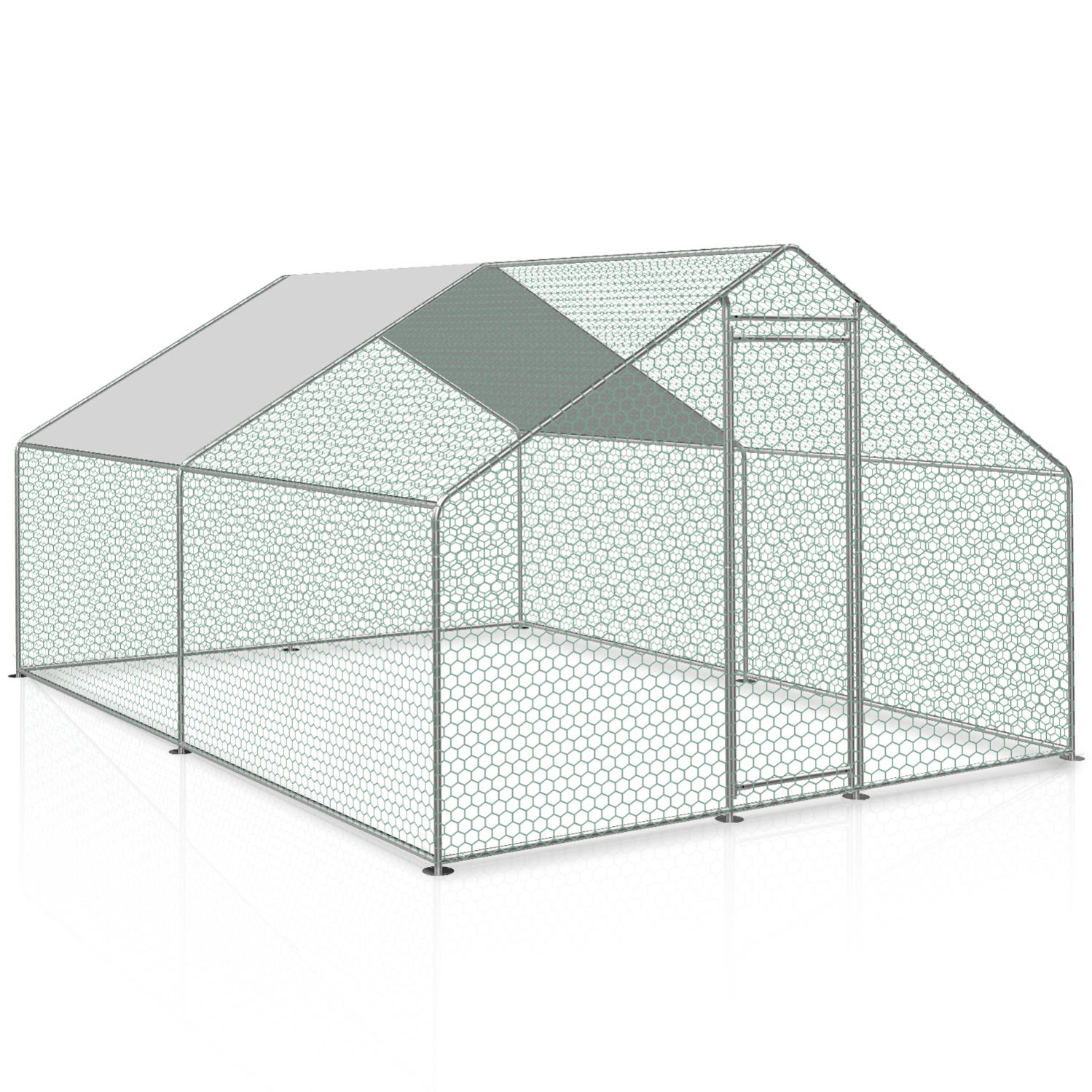 Gallinero Exterior De Acero Galvanizado 3x8x2m - Jaula Para Gallinas, Conejos, Pájaros | Techo Resistente Al Agua, Fácil Limpieza