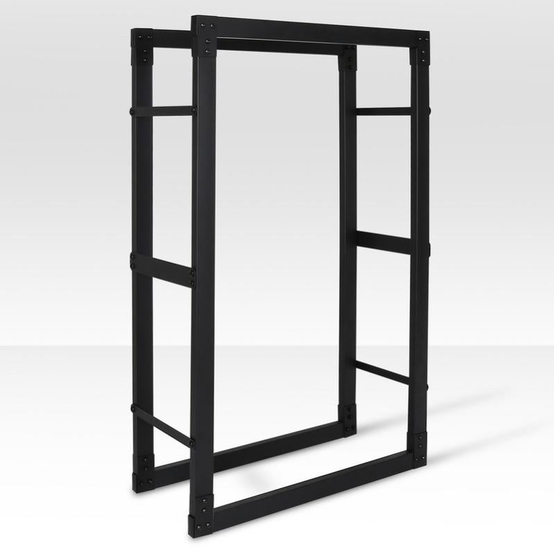 Range Bûches Vertical Acier Noir Avec 2 Étagères H.112 Cm Pour Cheminée - 4