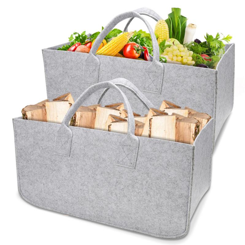 Panier en feutre (lot de 4), sacs en feutre pour bois de cheminée, sac