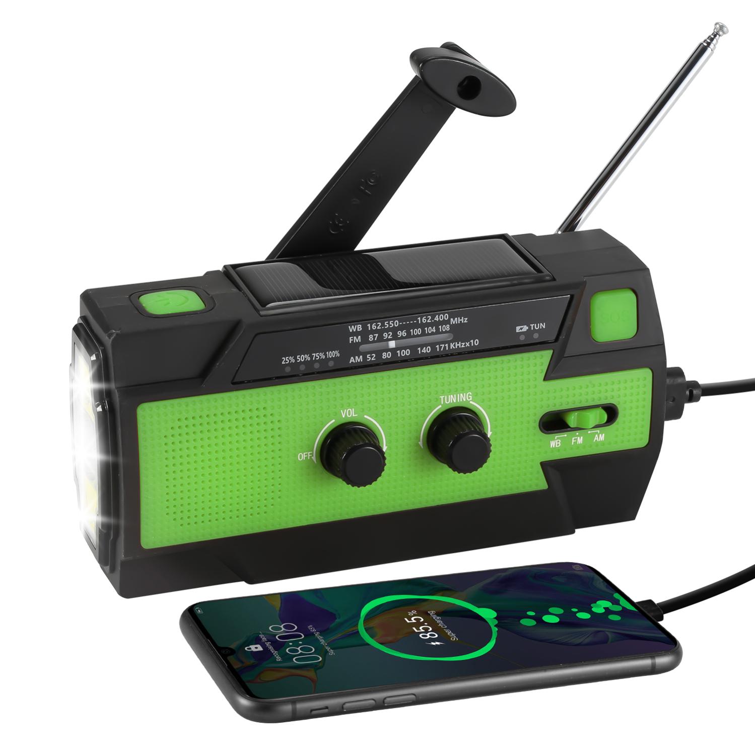 Lampe Torche De Survie à Manivelle Solaire – Chargeur D’Urgence Téléphone, Radio FM, LED Puissante, Idéale Pour Pannes, Randonnée & Camping