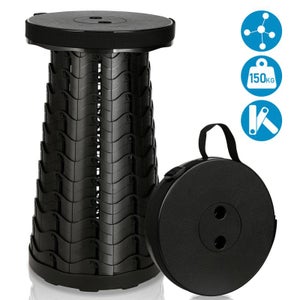 Tabouret Pliable Portable D'Extérieur - Support 150 Kg, Tissu Oxford, Acier Carbone - Sac à Bandoulière Intégré - Pour Randonnée, Camping, Voyage (Noir, Taille L)
