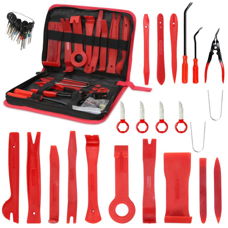 Kit De 6 Outils De Démontage Auto QWORK - Pour Garnitures, Panneaux, Moyeux - Acier Inoxydable Avec Sac