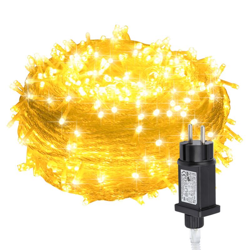 Guirlande De Noël Brillante 10m - Décoration Réutilisable Pour Sapin, Intérieur Et Extérieur - Verte Et Blanche, Motif Flocon De Neige (GR-1)