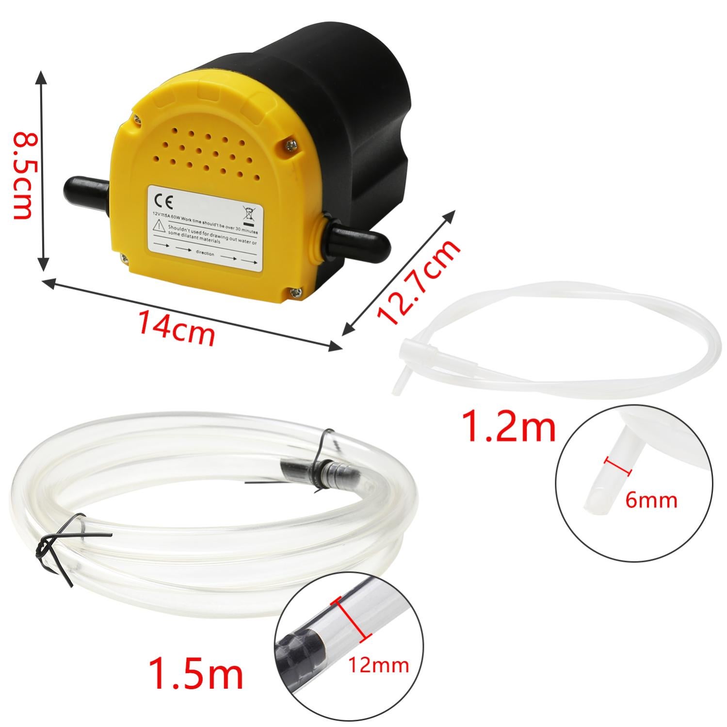 Pompe D'Aspiration Huile Électrique 12V - Pompe Diesel Avec Tuyaux Pour Voiture, Bateau Et Moto