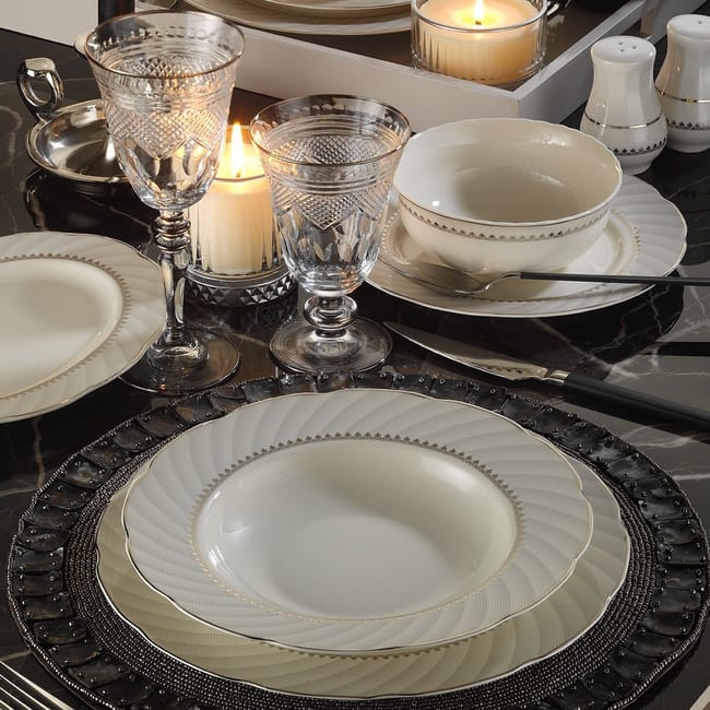 WELLHOME Vajilla 56 Piezas porcelana blanco Leroy Merlin