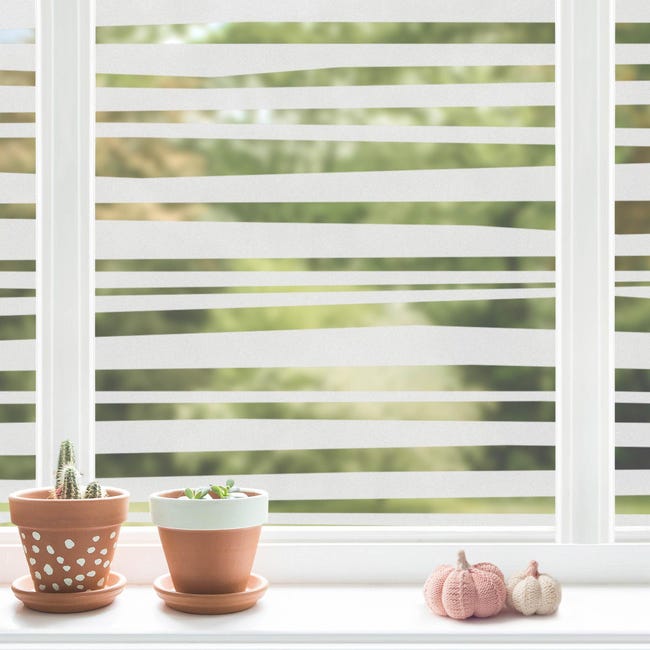 Pellicola Per Vetri Privacy 30x300 Cm - Effetto Griglia Rombi Colorati, Senza Colla, PVC - Foto 5