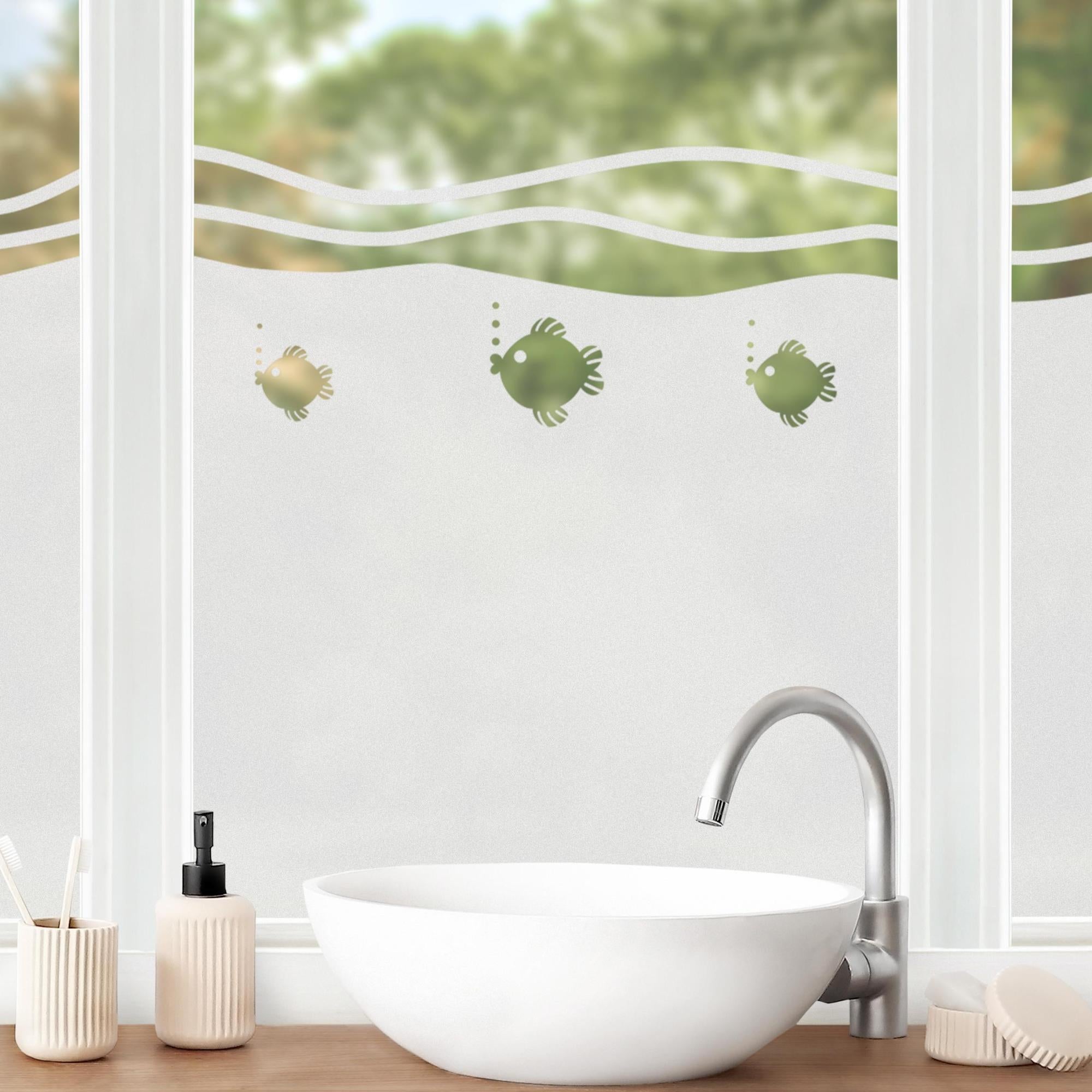 Pellicola Vetro Decorativa - Foglie Acquerello Verde - Elettrostatica - Senza Colla - Foto 9