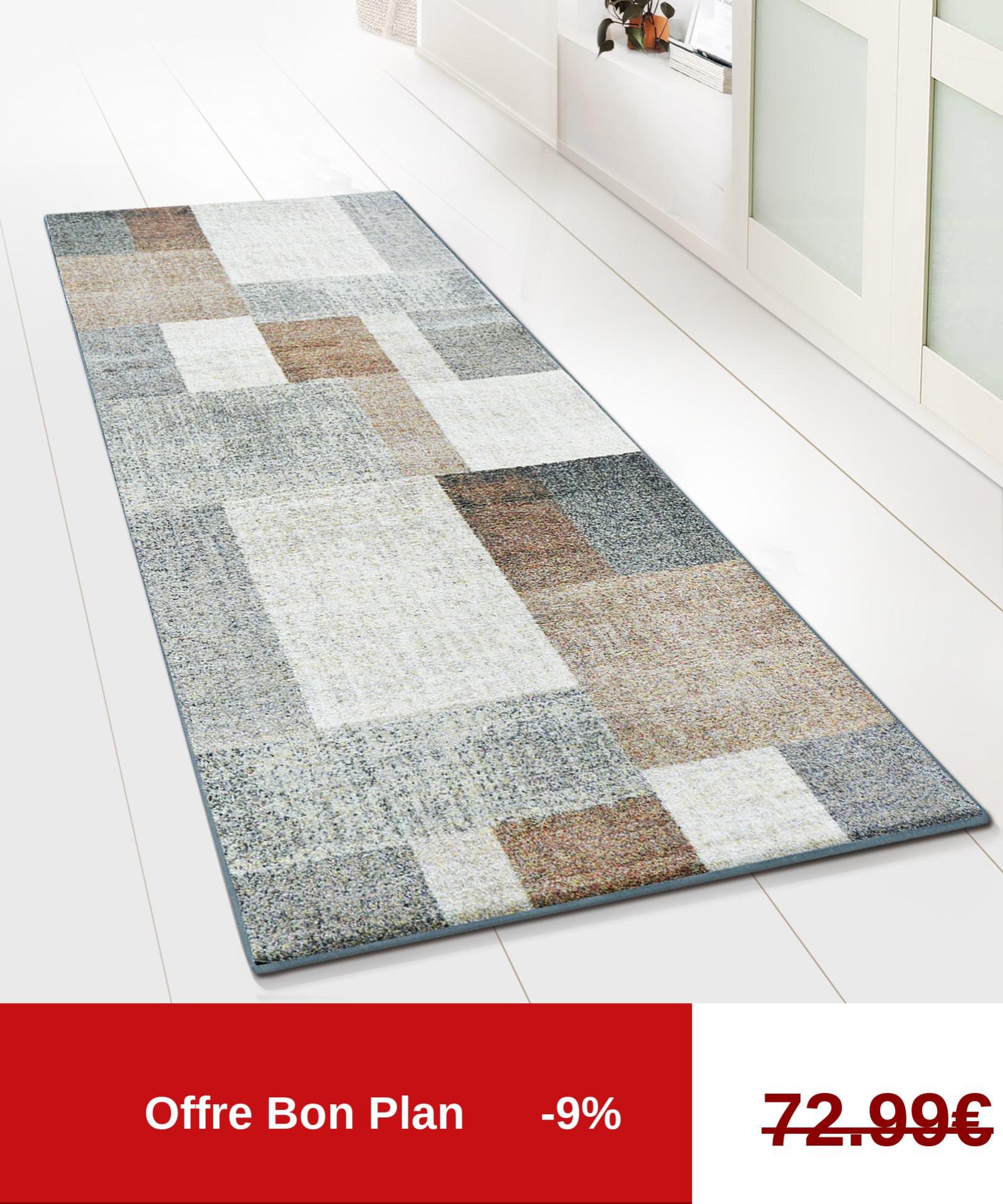 Floordirekt Tapis Lucano - 80 X 200 Cm - Marron - Tapis Moderne Pour Couloir, Cuisine, Chambre à Coucher - Vendu Au Mètre - Antidérapant, Robuste Et Facile D'entretien
