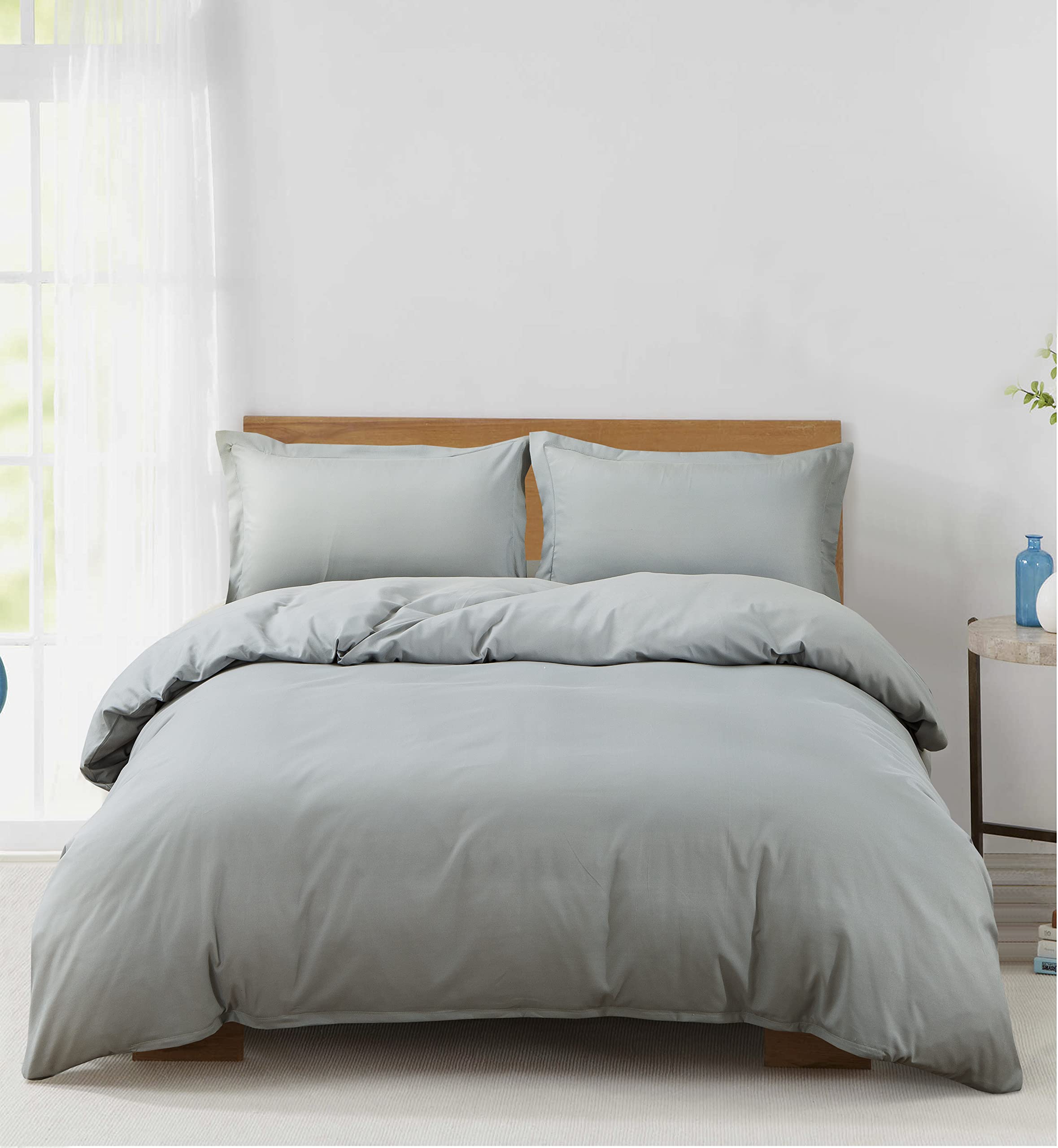 Tienda eurasia® funda nordica, juego 3 piezas, 100% poliester, gris, cama 150 / 230x250 cm