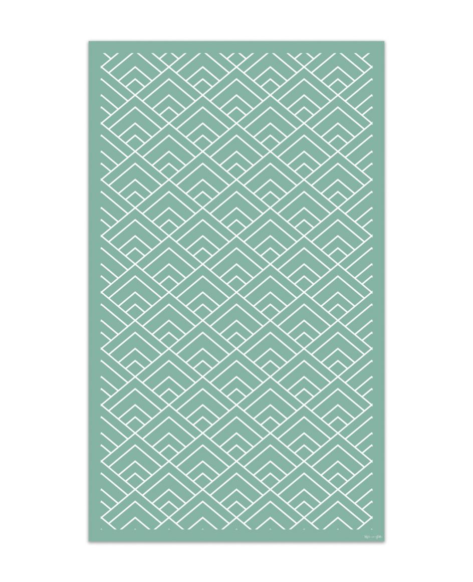 Alfombra de vinilo geométrica 09 verde 300x200 cm pvc cocina salón comedor