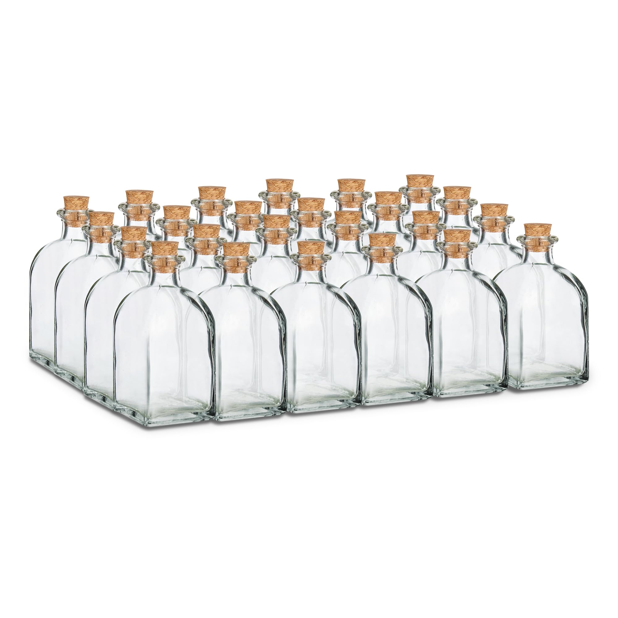 Tienda eurasia – pack 24 botellas de cristal frasca, tapon corcho, transparente, 125 ml