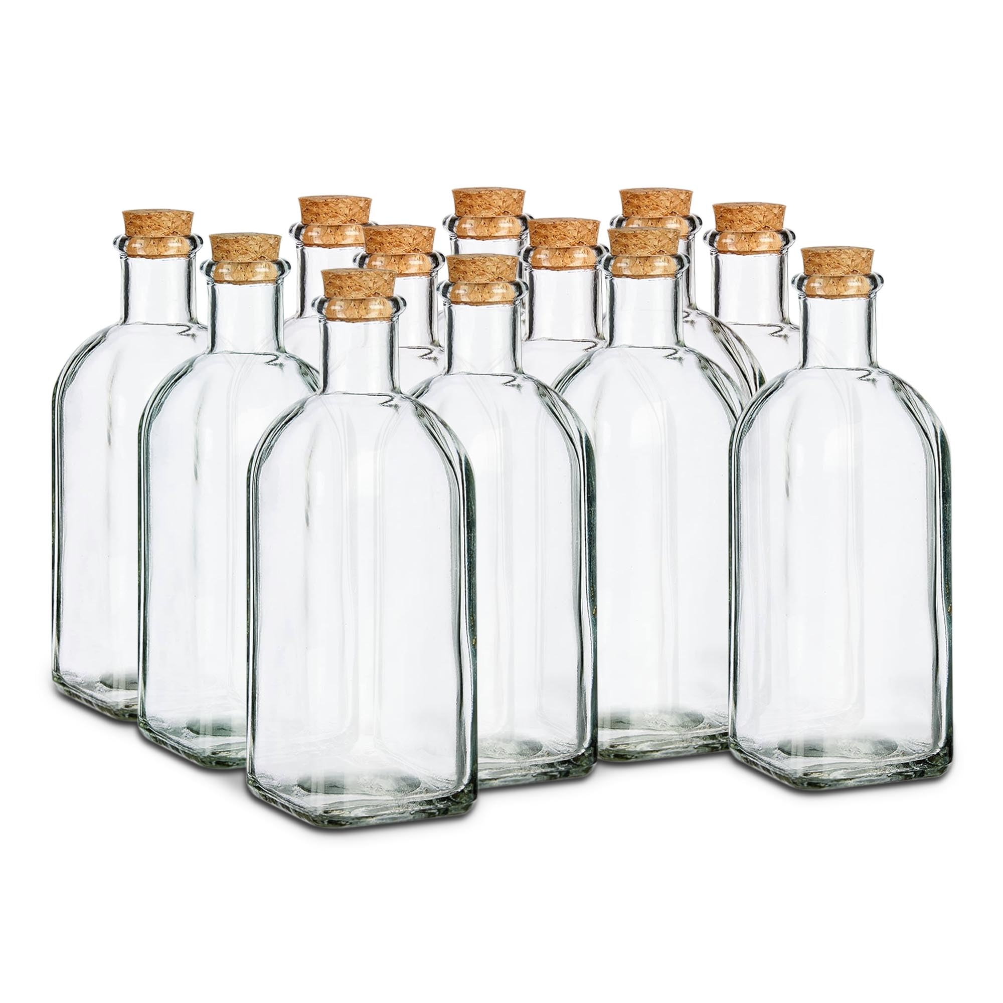 Tienda eurasia - pack 12 botellas de cristal frasca, tapon de corcho, transparente, 500 ml / 12 uds