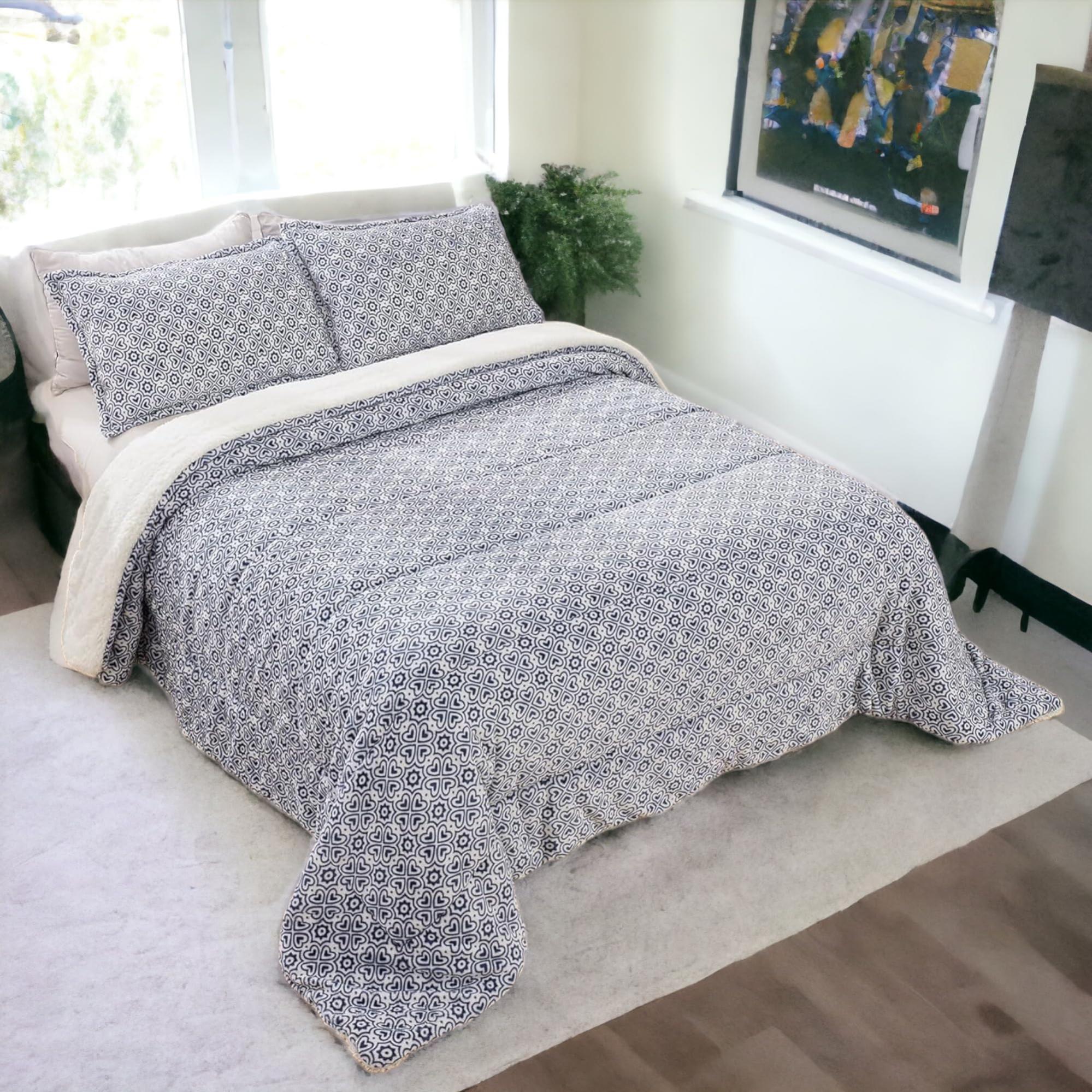 Tienda eurasia - edredón nórdico con borreguito y funda de almohada, cama 135/150-220 x 240 cm, azul corzones