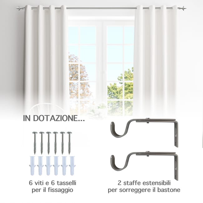 Bastone Per Tenda Estensibile Da 240 A 400 Cm Graph In Acciaio