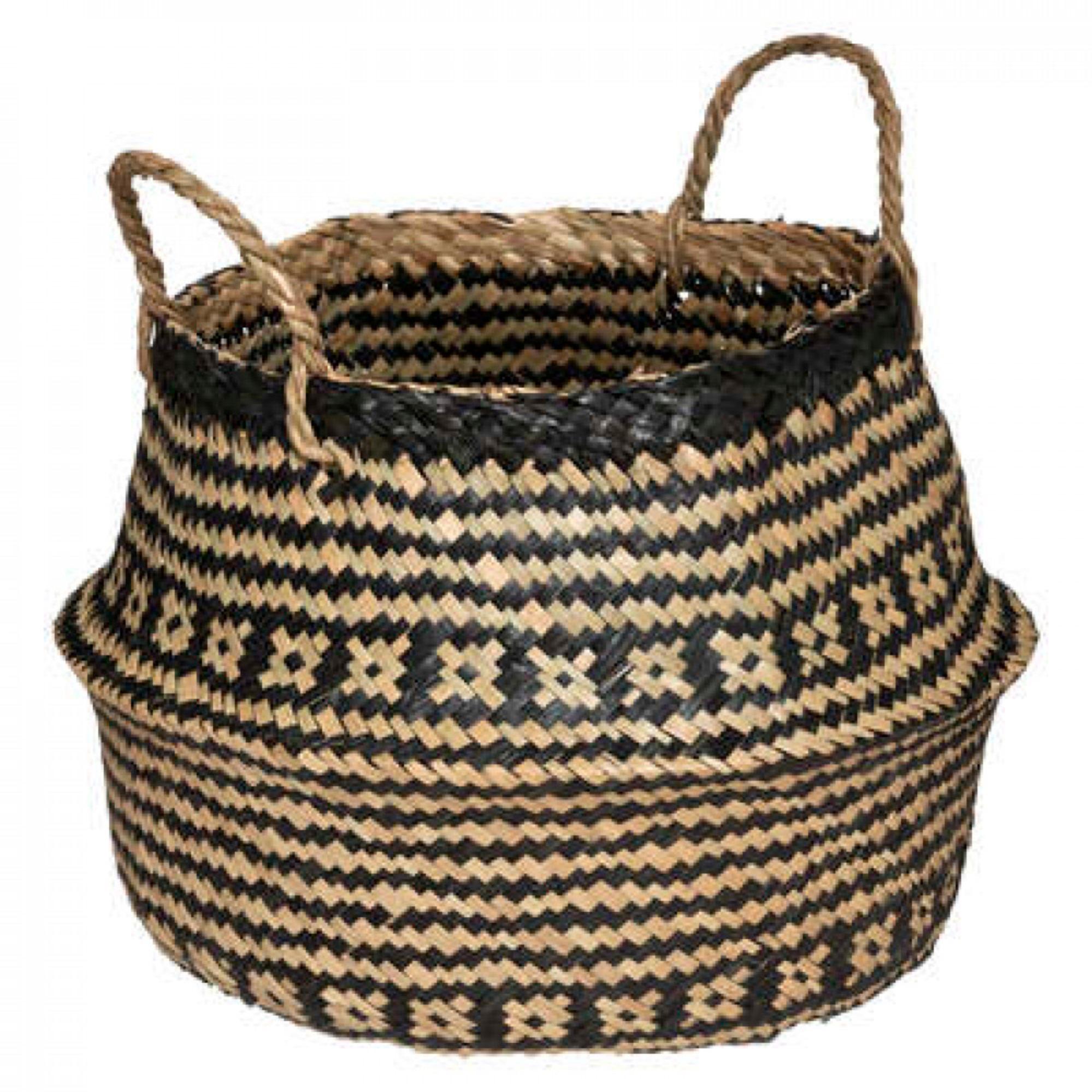 SCALPERS HOME Cesta de mimbre, D. 35 x A. 39 cm, color negra y blanca