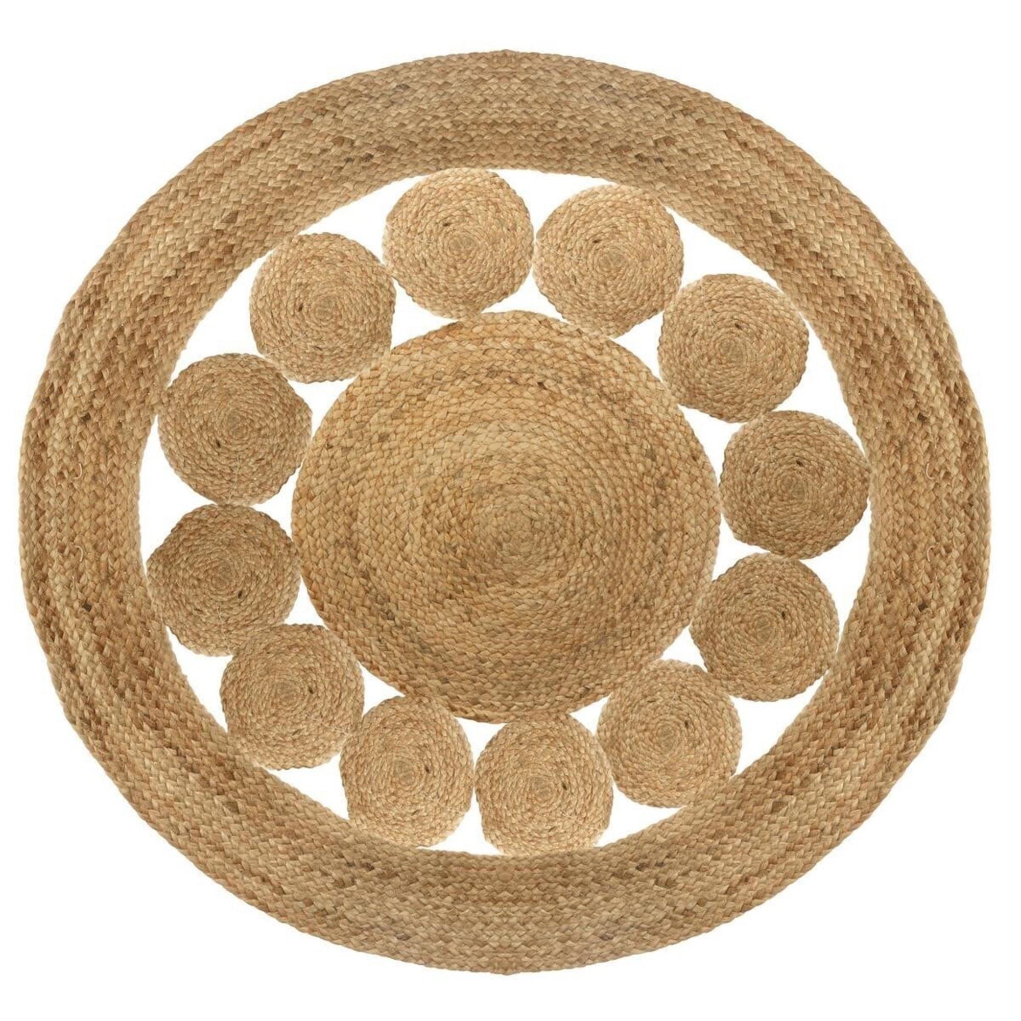 Scalpers home alfombra de yute calada d.120 cm x1 cm, color beige