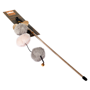 Canne à Pêche Jouet Pour Chat Flamingo - Avec Plumes, Perles Et Grelot - Longueur 53 Cm - Stimule L'instinct De Chasse - Multicolore