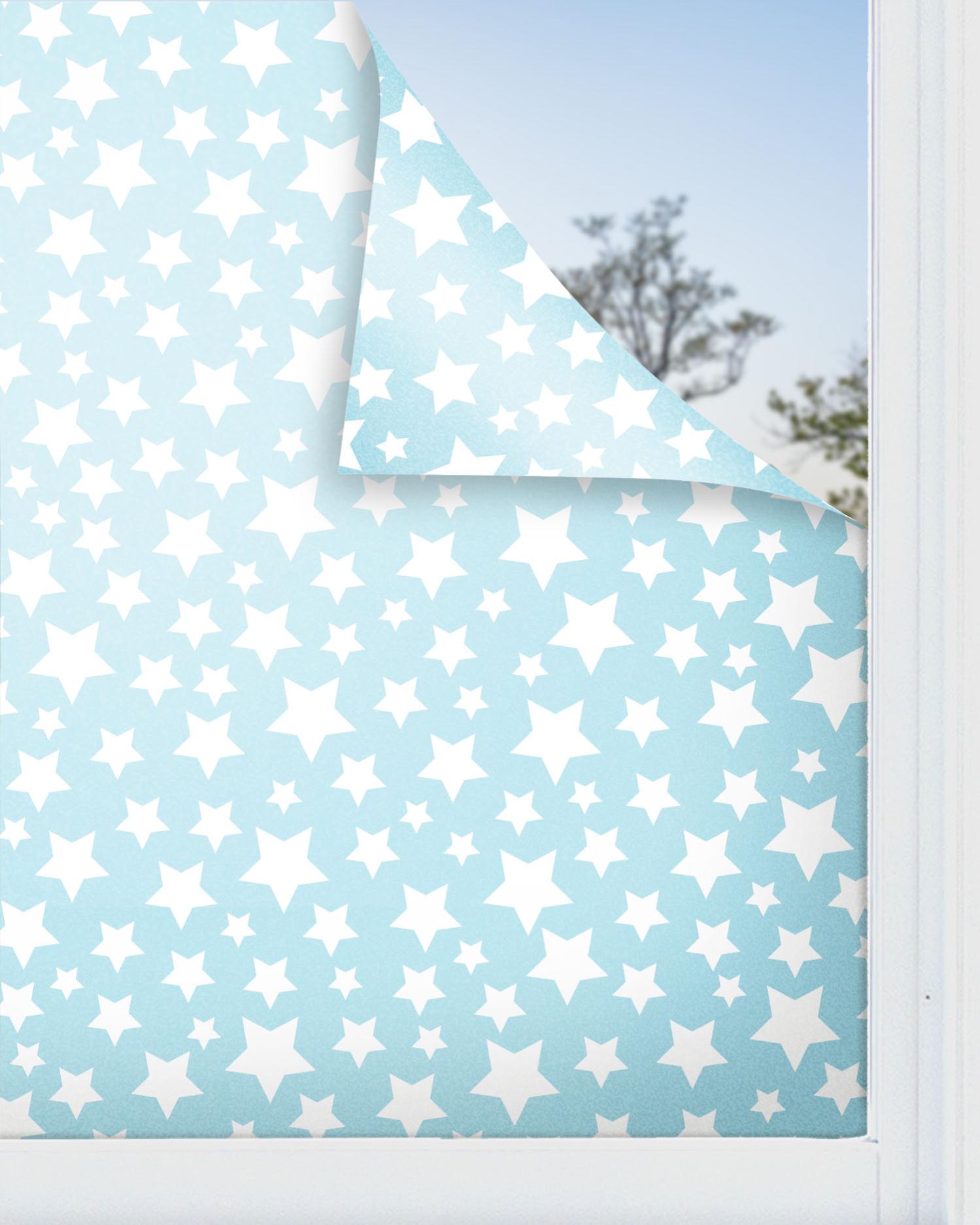 Panorama vinilo para ventanas estrellas color azul 39x300 cm - vinilos adhesivo para cristal - pegatina opaca - vinilo translúcido