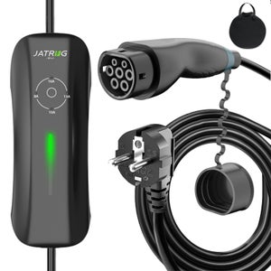 Chargeur Voiture électrique Type 2 - 3,5 KW, Câble 5m, Prise Schuko - Écran Tactile, Réglable 6-16A - Compatible BEV/PHEV