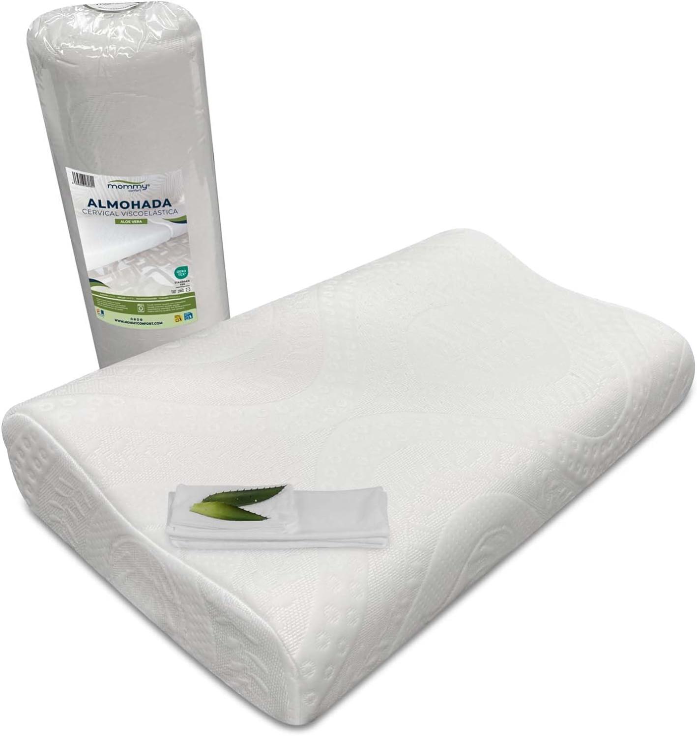 Almohada cervical viscoelástica, doble altura  funda lavable - almohada antironquidos, reduce dolor de cuello