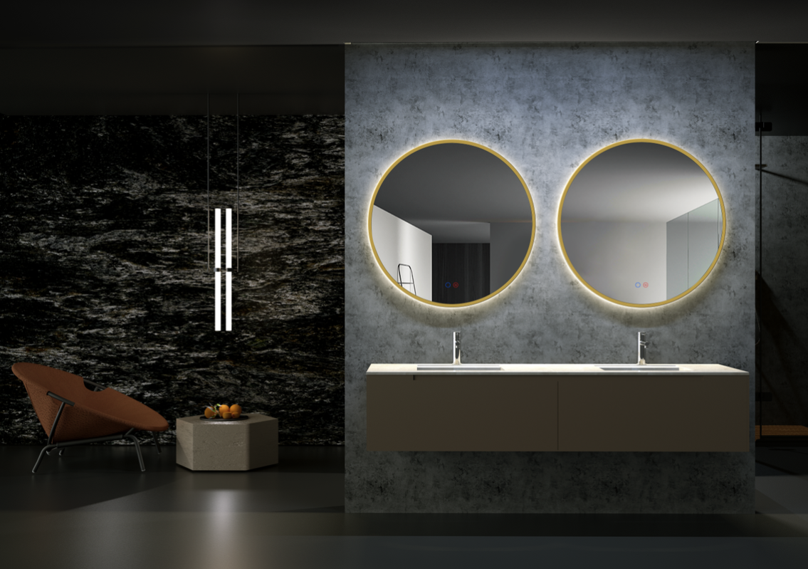 Miroir avec lumière LED pour salle de bain, chambre, dressing - rétro