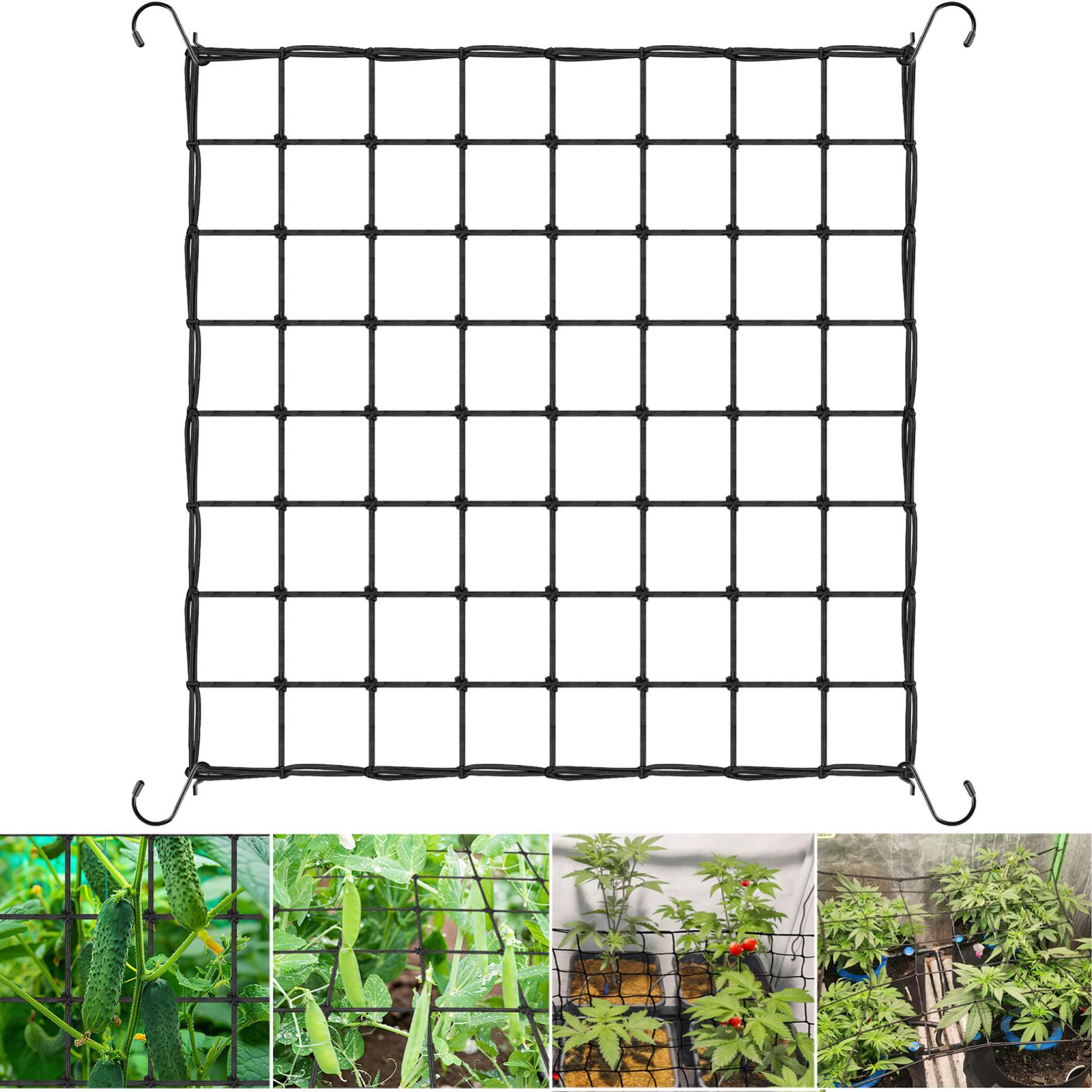 Rete Elastica Per Piante Rampicanti 120x120 Cm, Con 15 Ganci, Supporto Flessibile Per Giardinaggio Indoor E Outdoor