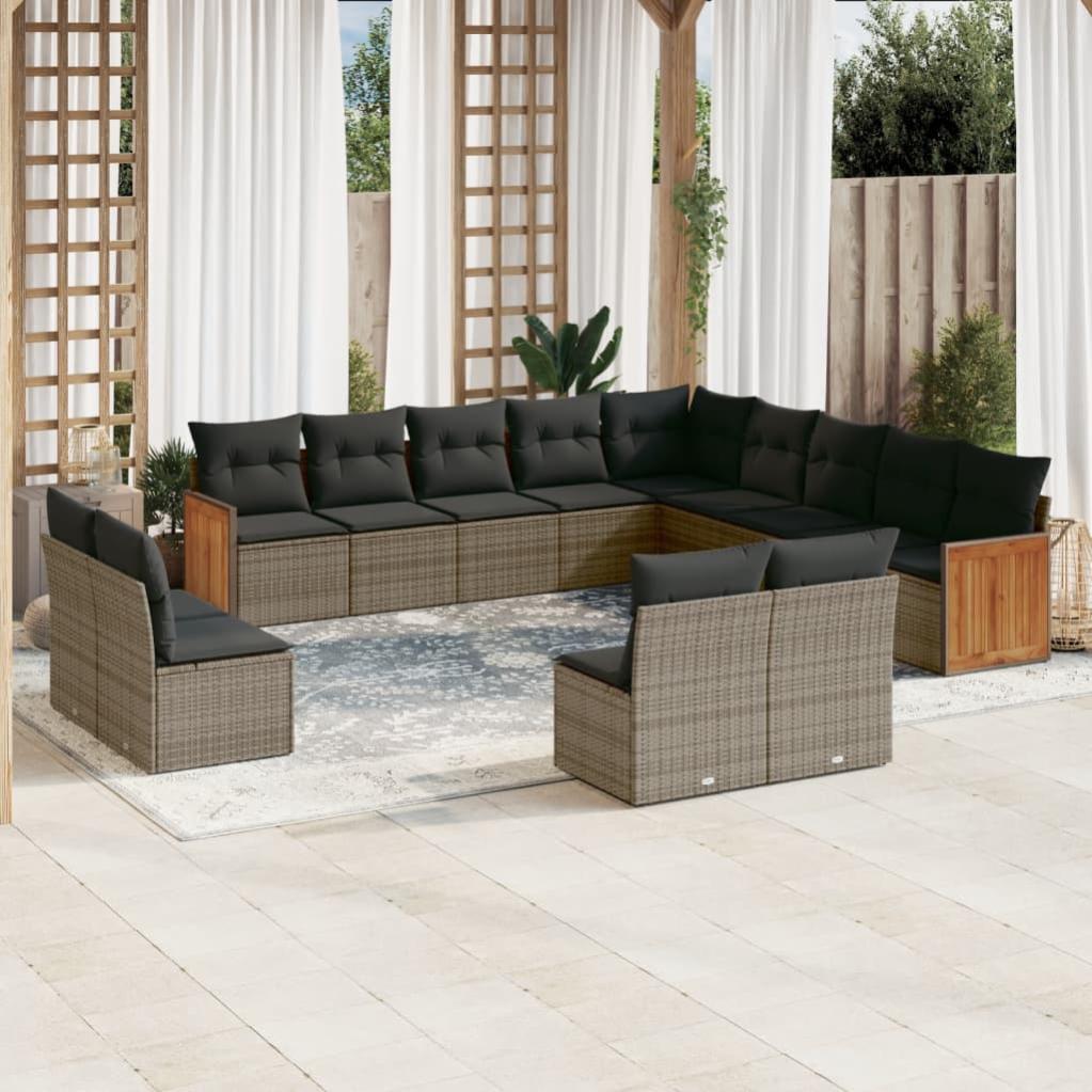 VidaXL Set Divano Da Giardino 8 Pezzi In Polyrattan Nero Con Cuscini Crema - Angolare, Sgabelli E Tavolino