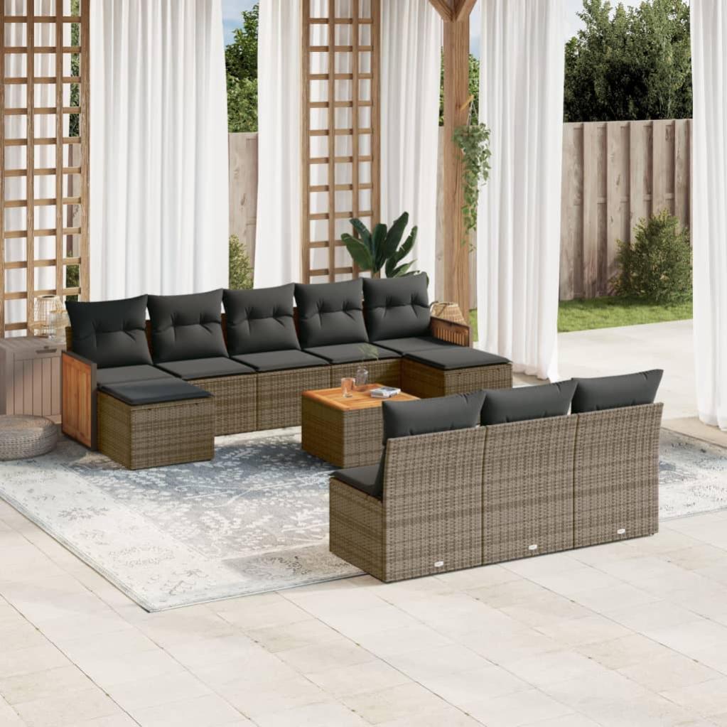 Set Divani Da Giardino 6 Pz Con Cuscini In Polyrattan Nero 46746