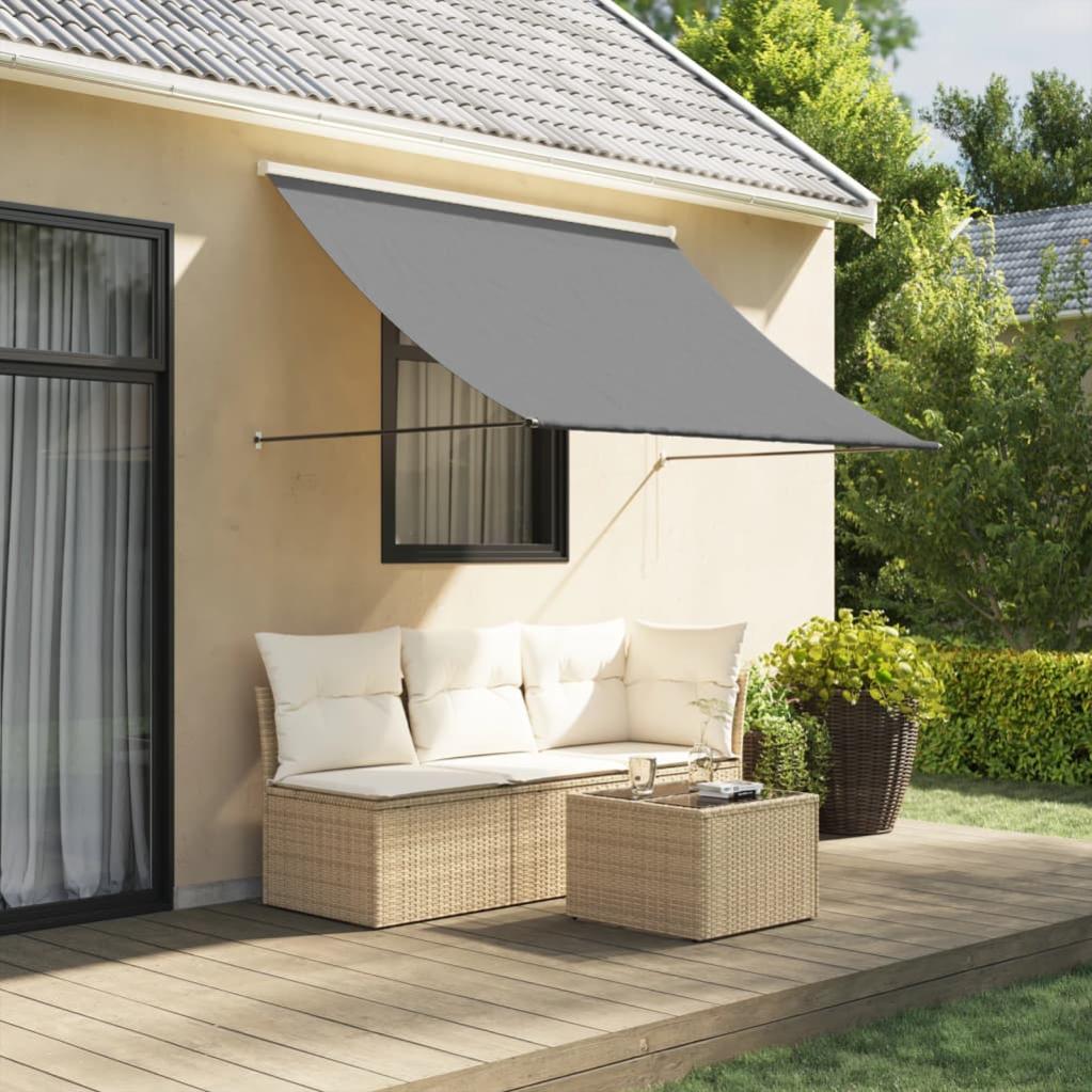 Tenda Da Sole Laterale Retrattile Antracite 100x500 Cm – In Poliestere Con Rivestimento PU, Per Balcone E Terrazzo