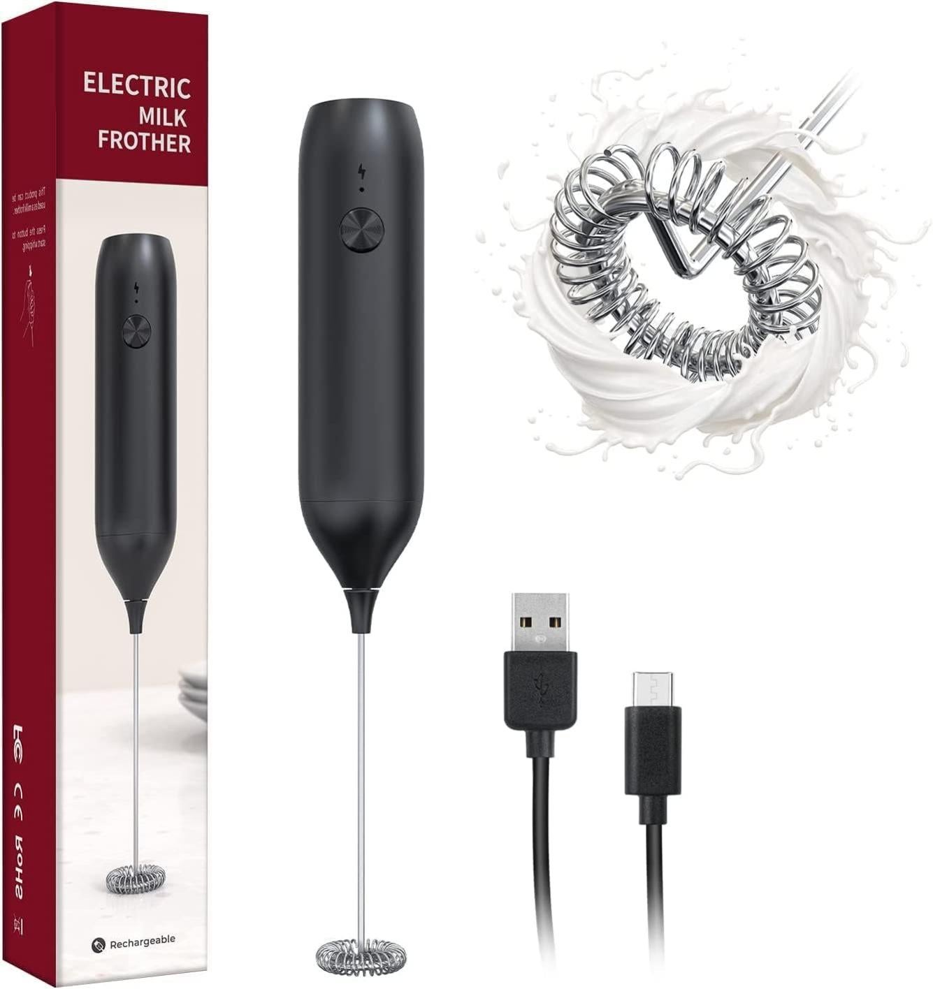 Mousseur à Lait Portable Kitchen – Fouet électrique Inox Pour Café – Batterie Incluse