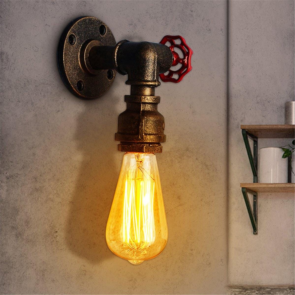 Applique Murale Vintage Industriel Lampe Tuyau Métal Noir E27 - Décoration Rétro