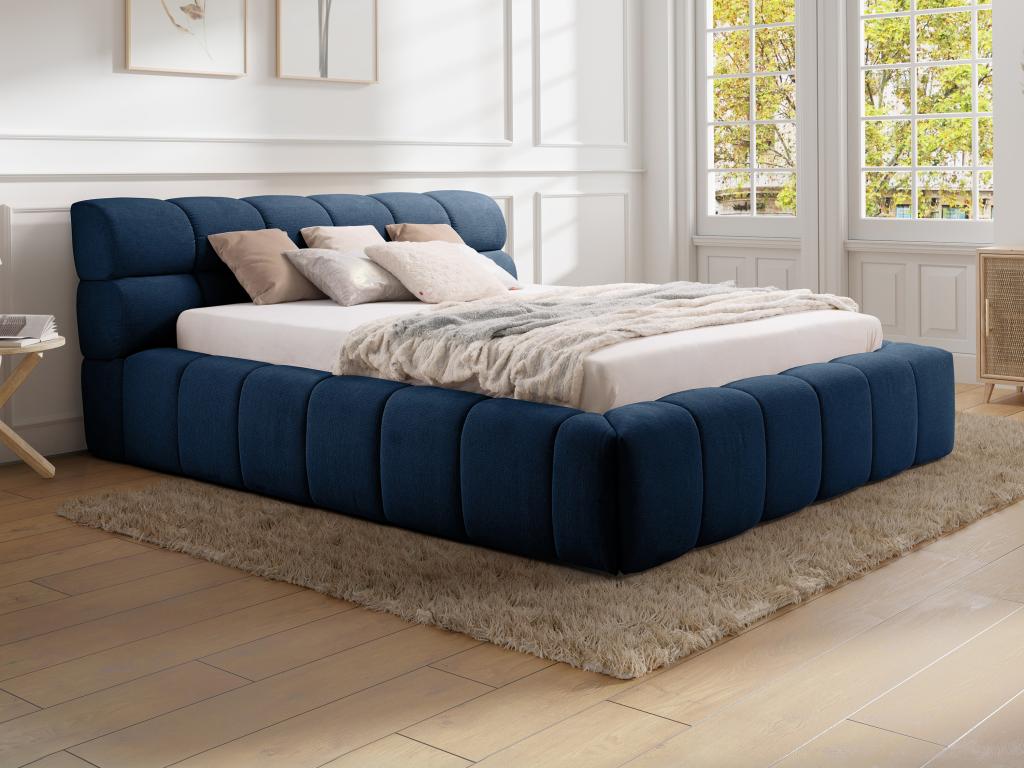 Lit Coffre 180 X 200 Cm - Tissu - Bleu Nuit - FORVIK II De Pascal ...