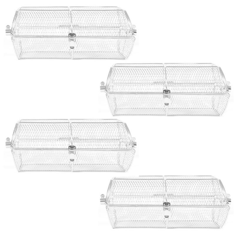 2pcs Panier Barbecue Portable Antiadhésif Avec Manche Bois - Grill Réutilisable Viande Légumes
