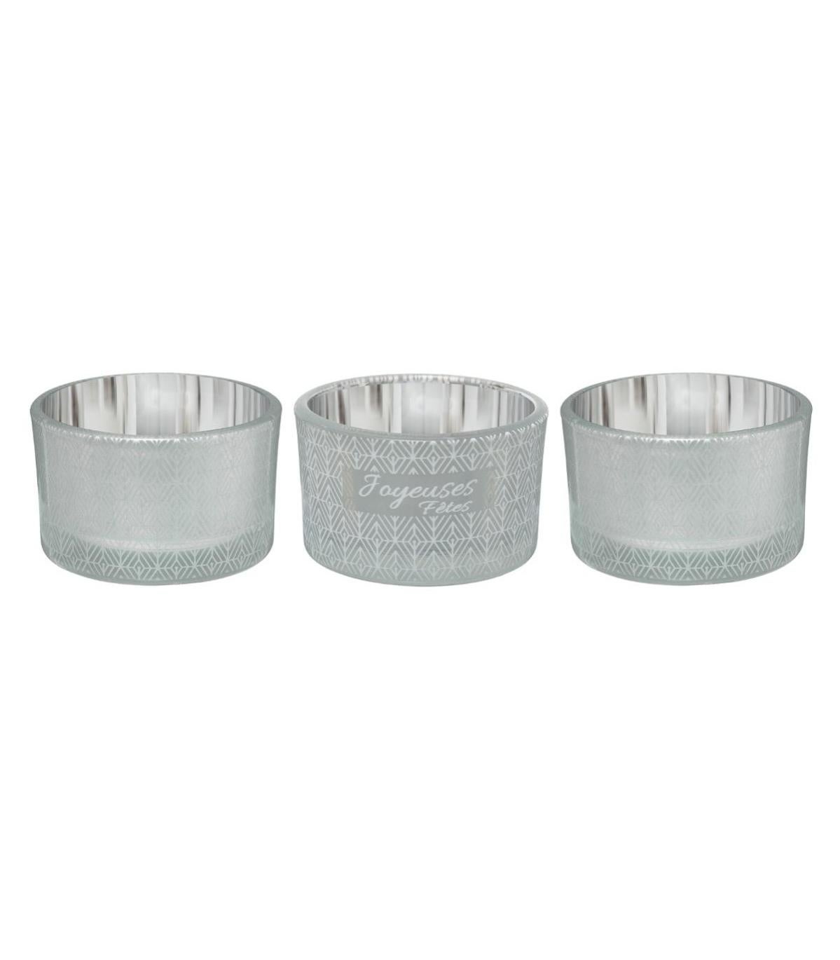 Paire De Photophores Bougeoirs En Verre Irisé – 20 Cm – Transparent, Neufs