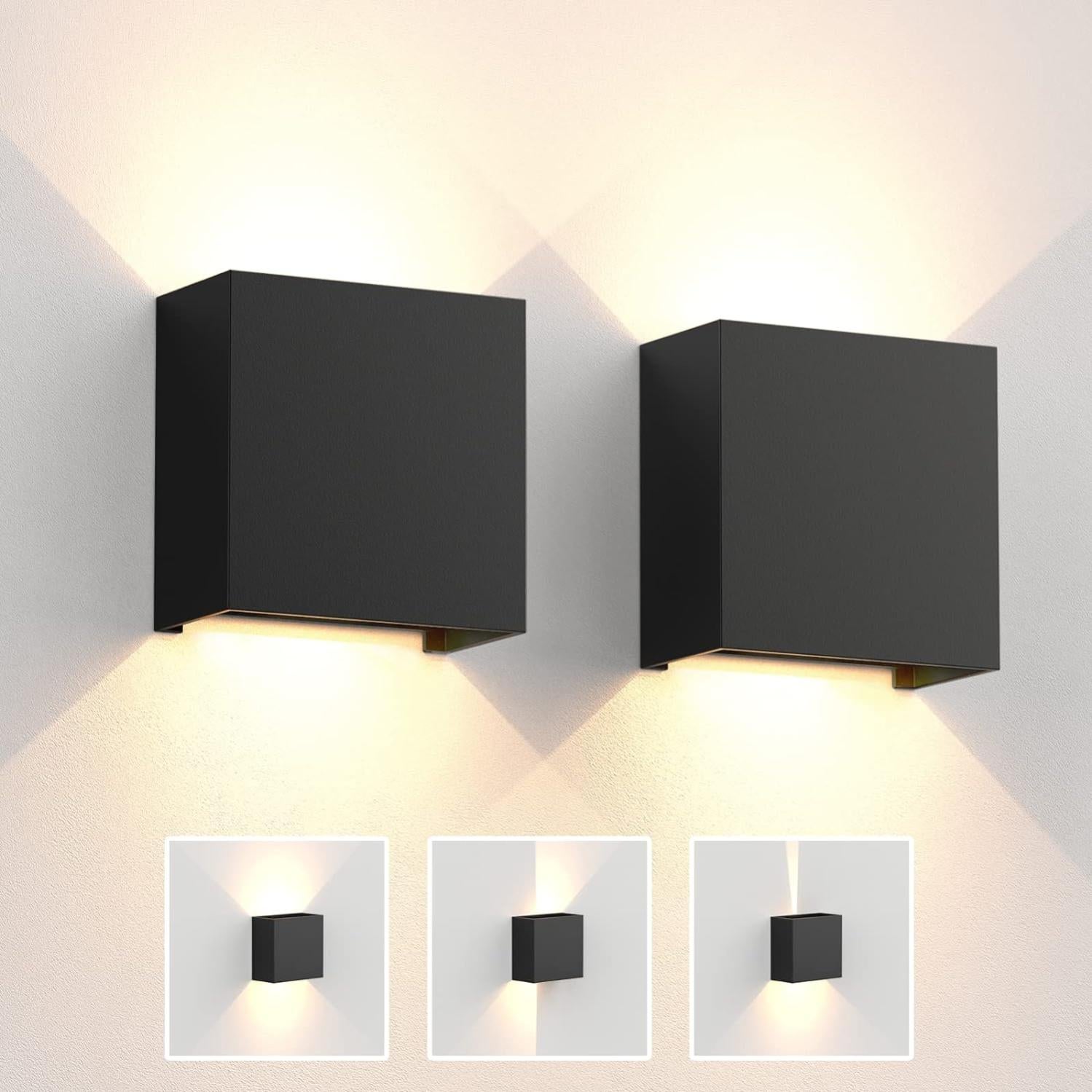 FUPE 2 Pack Appliques Muraux LED Extérieur/Intérieur - IP65 Étanche - Ampoules G9 Remplaçables - Noir 4000K - Angle Réglable