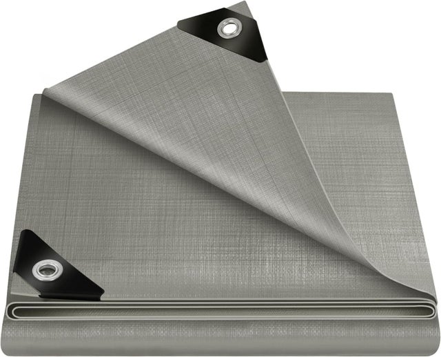 WOLTU Bâche de Protection en PE 280g/m². 3x3 m. Bâche Imperméable et Résistante. Couverture Étanche Bâche. Gris