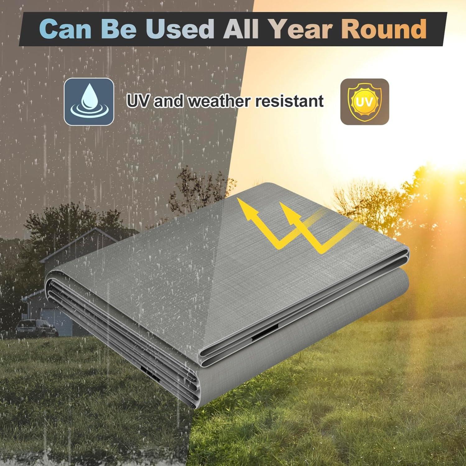 WOLTU Bâche de Protection en PE 280g/m². 3x3 m. Bâche Imperméable et Résistante. Couverture Étanche Bâche. Gris - 2