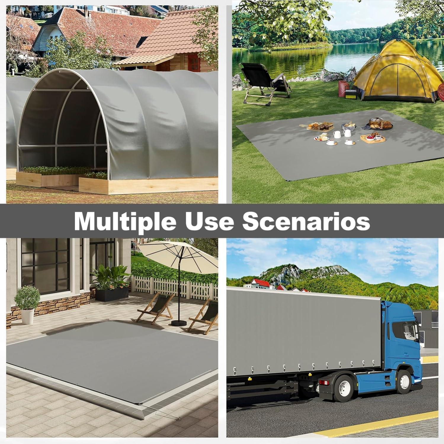 WOLTU Bâche de Protection en PE 280g/m². 3x3 m. Bâche Imperméable et Résistante. Couverture Étanche Bâche. Gris - 3