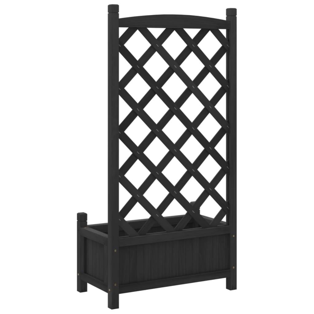 Jardinière, Pot de fleur，Bac à fleurs avec treillis noir bois massif de sapin CFW80852 - 6