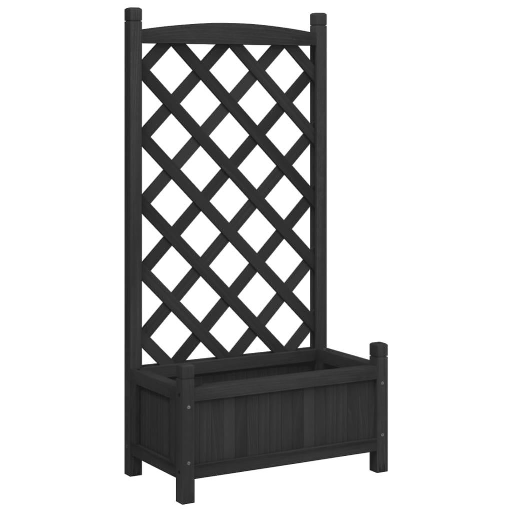Jardinière, Pot de fleur，Bac à fleurs avec treillis noir bois massif de sapin CFW80852 - 2