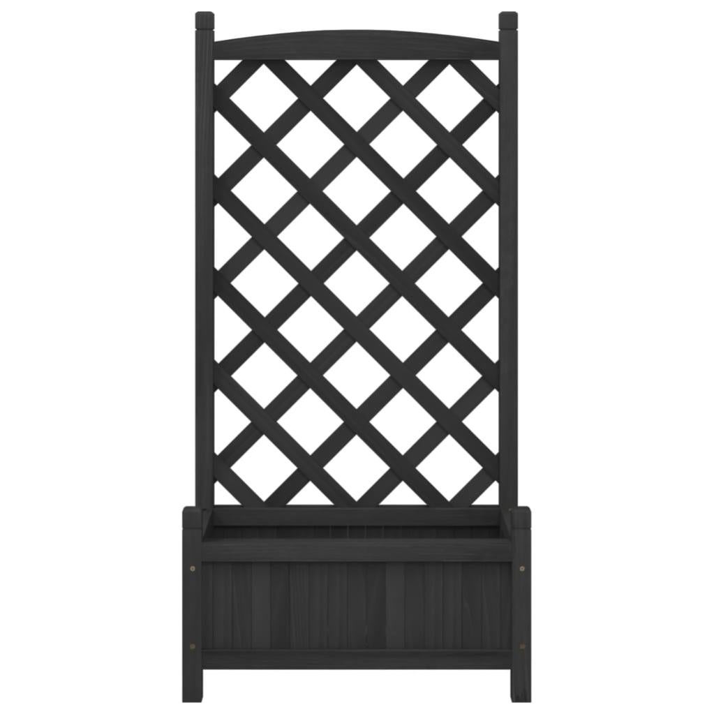 Jardinière, Pot de fleur，Bac à fleurs avec treillis noir bois massif de sapin CFW80852 - 4